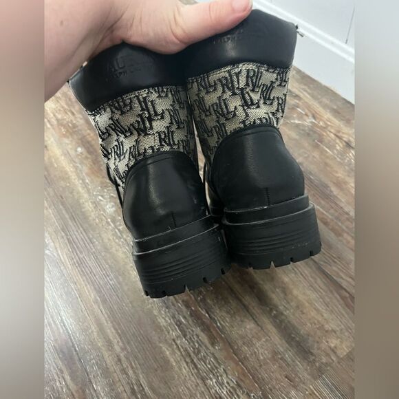 Lauren Ralph Lauren Carlee Logo Lace Up Leather Upper Combat Boot Size 9.5 - Picture 6 of 11